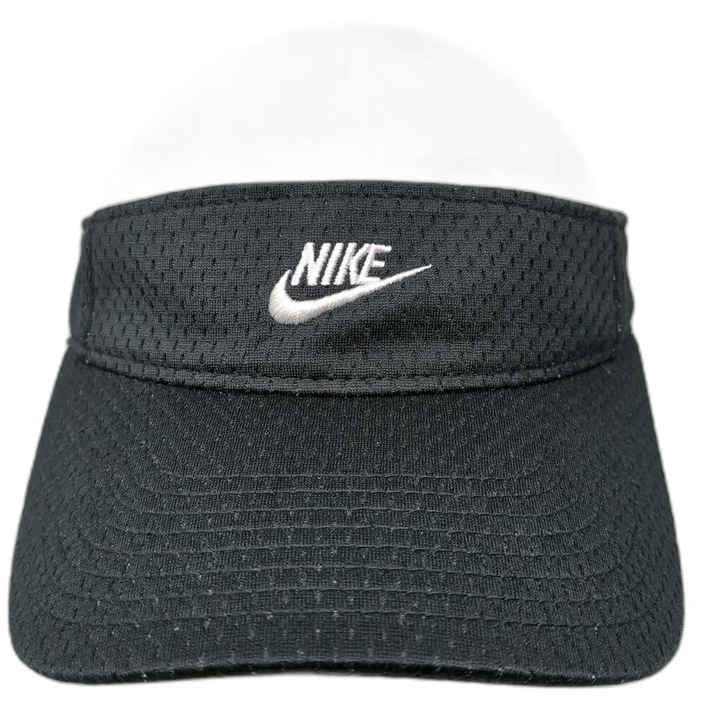 Nike Visor Black One Size Mesh Adjustable Embroidered Logo Sport Golf Tennis Hat